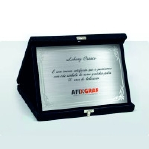 Placa de homenagem em aço inox escovado com estojo em veludo-TPLACAHOMENAGEM