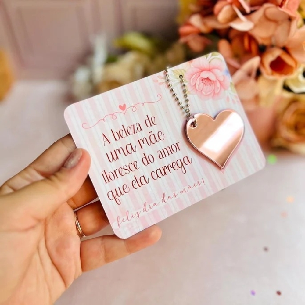 Chaveiro de Acrílico Coração + Tag em Couchê 10 x 7 cm -TCHAVEIROACRILICOESPEL